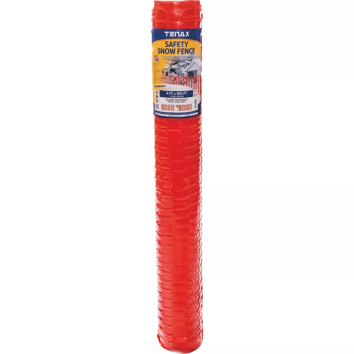 Tenax Saf-T-Sno 4 Ft. H. x 100 Ft. L. Polyethylene Snow Safety Fence, Orange