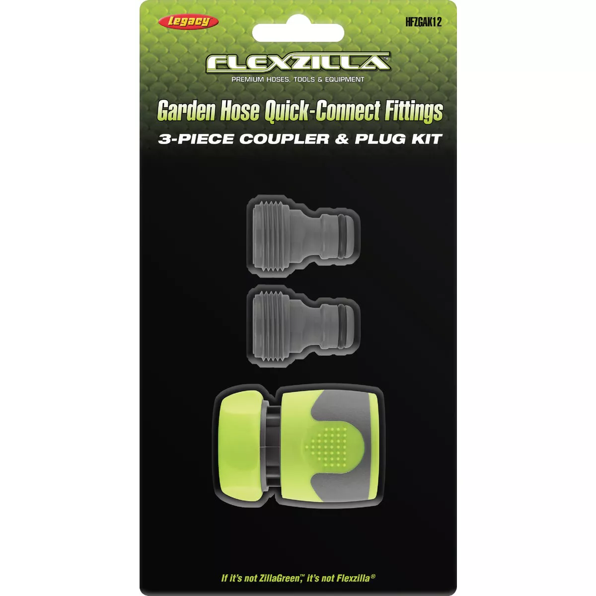 Flexzilla Standard Garden Hose Quick-Connect Coupler & Plug Kit, ZillaGreen (3-Piece) - photo 2
