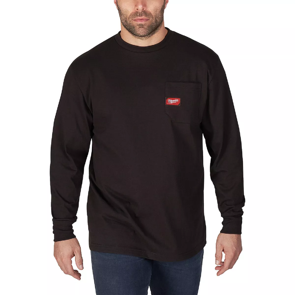 Milwaukee Small Black Long Sleeve Men's Heavy-Duty Pocket Shirt
