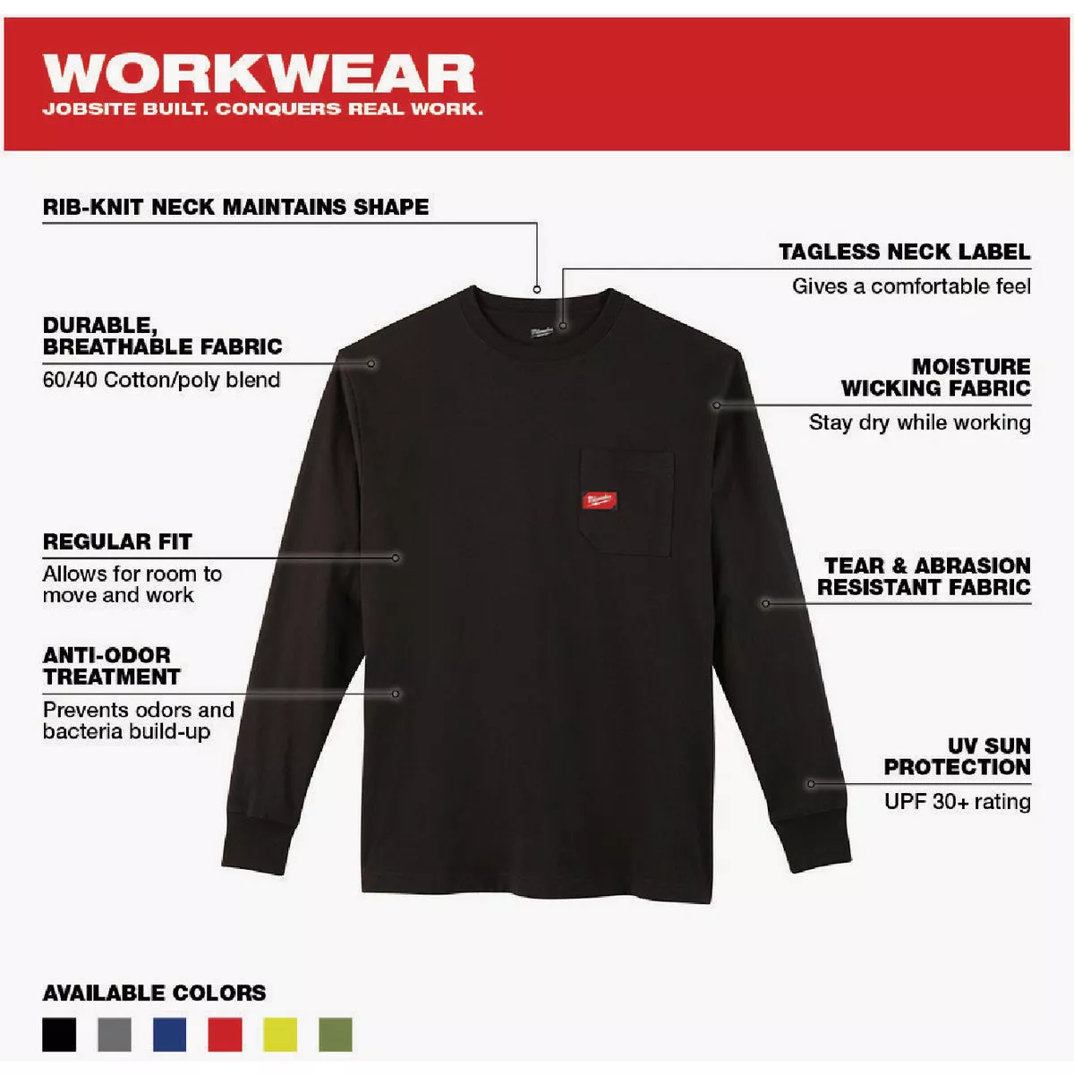 Milwaukee Small Black Long Sleeve Men's Heavy-Duty Pocket Shirt - photo 5