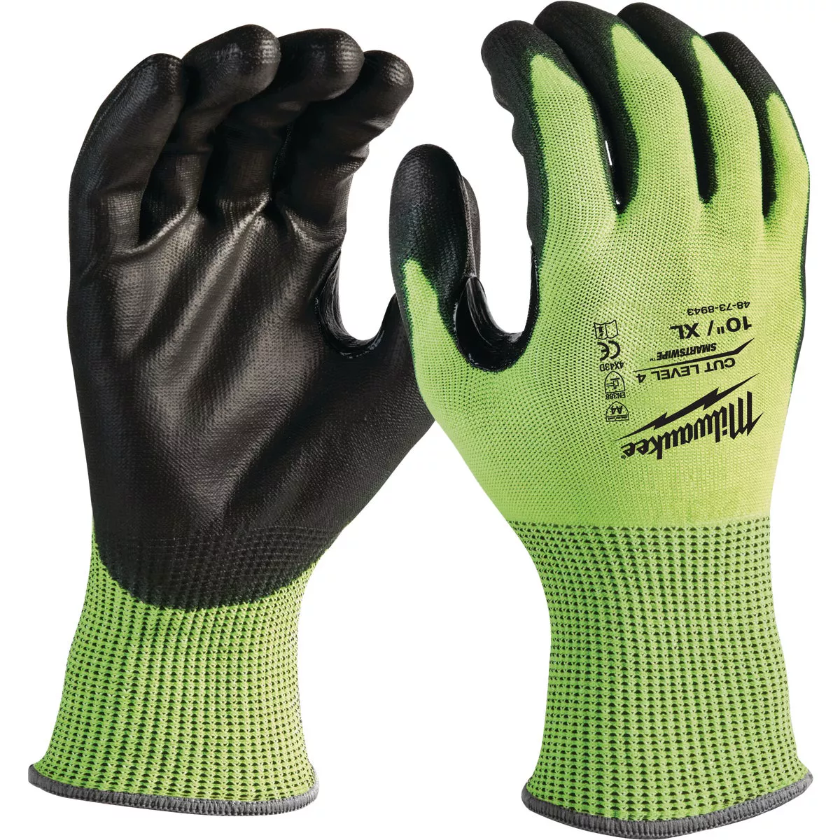 Milwaukee Unisex Large Cut Level 3 High Vis Polyurethane Dipped Glove