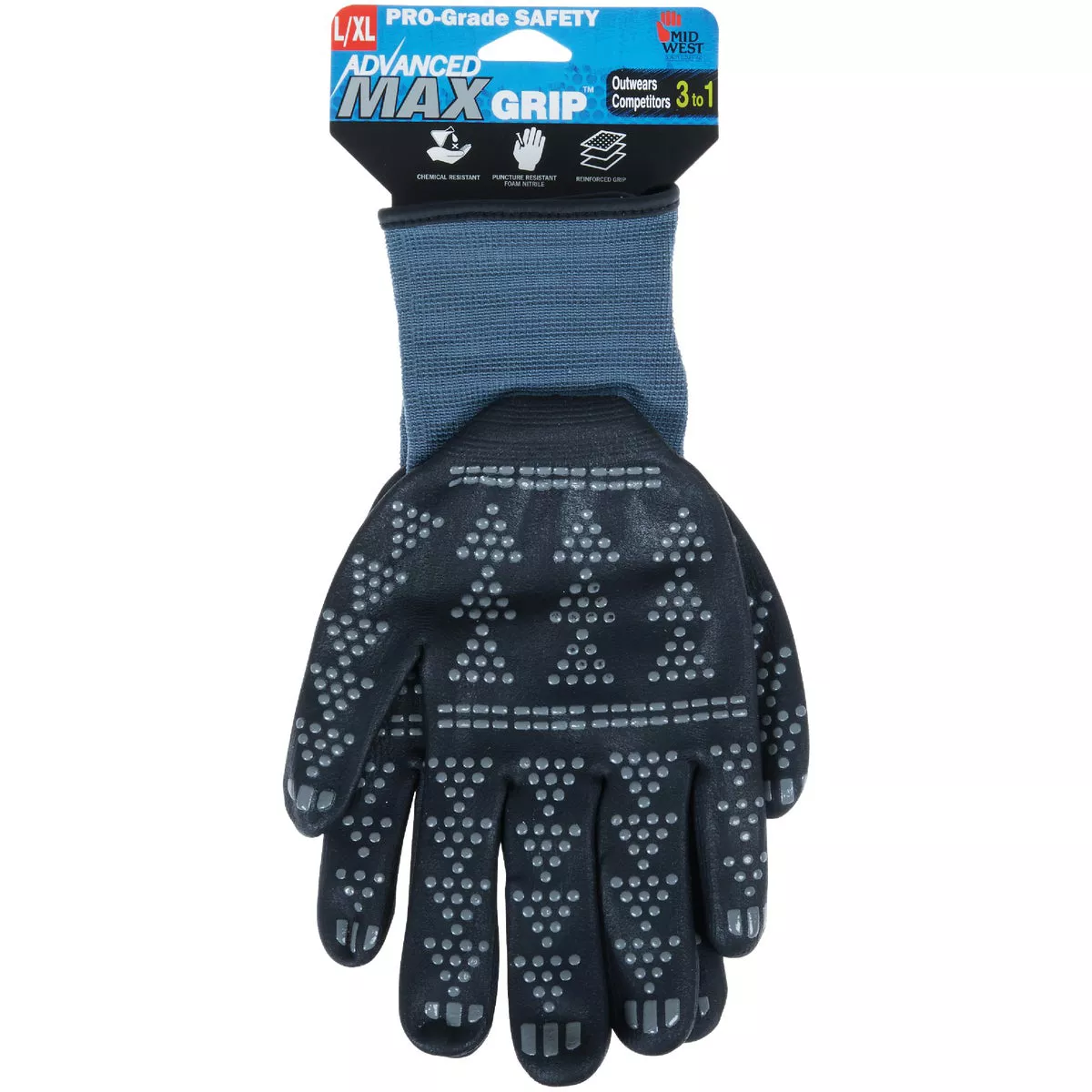Midwest Gloves Gear Advanced MAX Grip Unisex Large/XL Nitrile