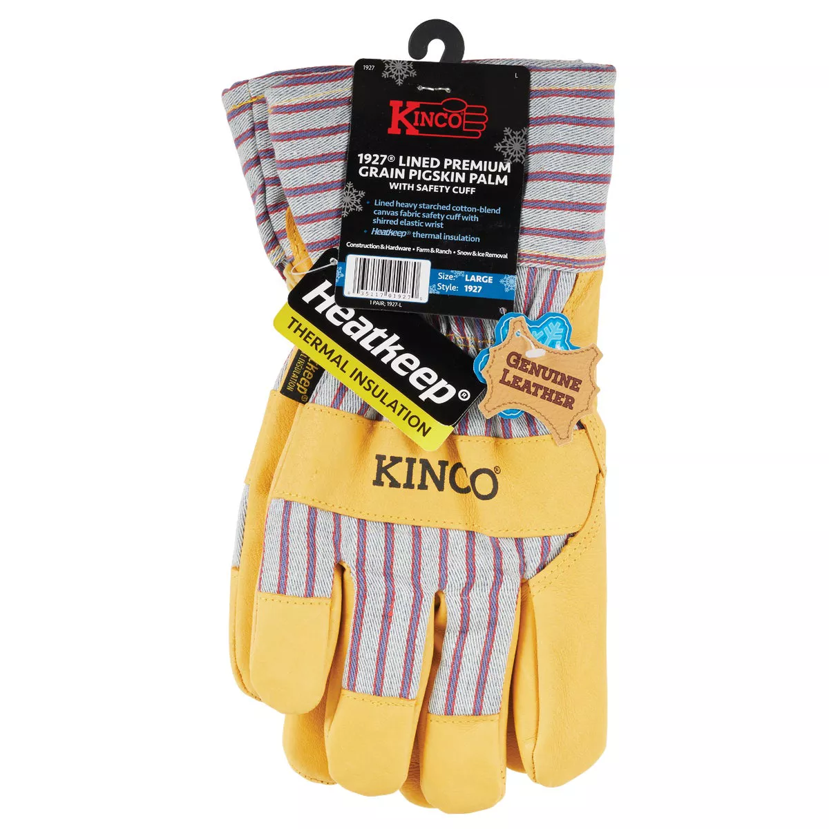 Kinco Otto Striped Men's Large Pigskin Leather Palm Winter Work Glove - photo 2