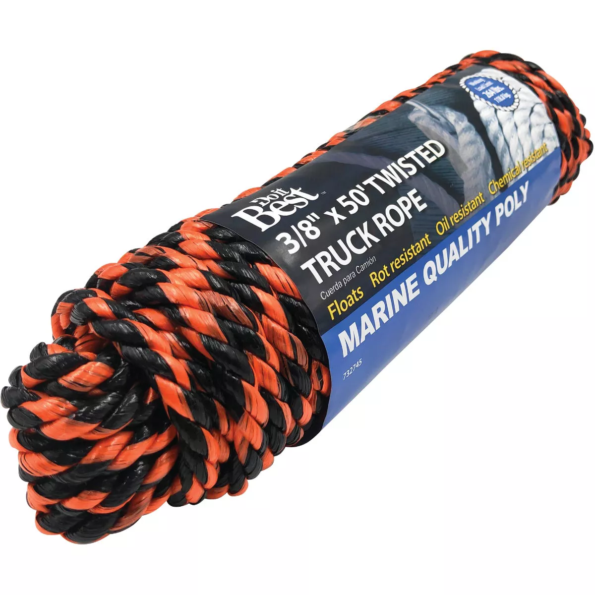 Do it Best 3/8 In. x 50 Ft. Orange & Black Truck Polypropylene Packaged Rope - photo 2