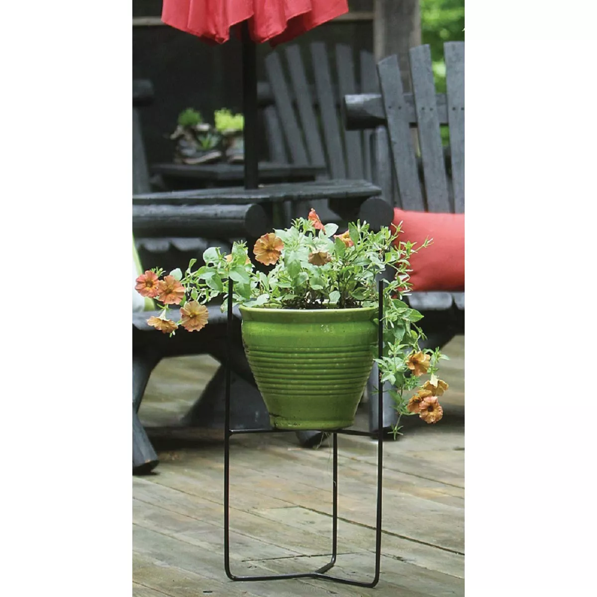 American Gardenworks Urban Living Matte Black Powder Coated Steel 14 In. Floor Pot Holder - photo 2