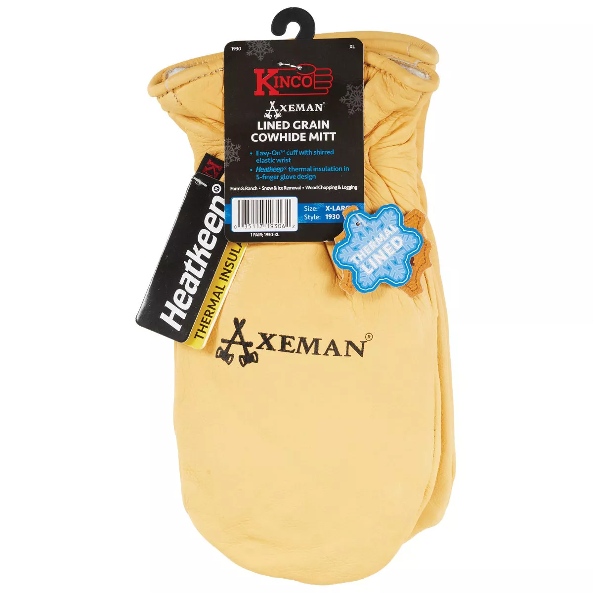 Kinco Men's XL Tan Full Grain Cowhide Thermal Insulated Mitten - photo 2