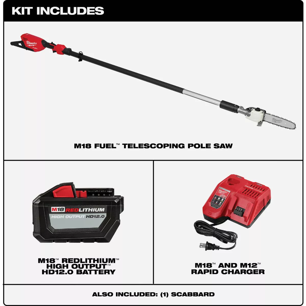 Milwaukee M18 FUEL Brushless 10 In. Telescoping Cordless Pole Saw Kit with 12.0 Ah Battery & Charger - photo 2