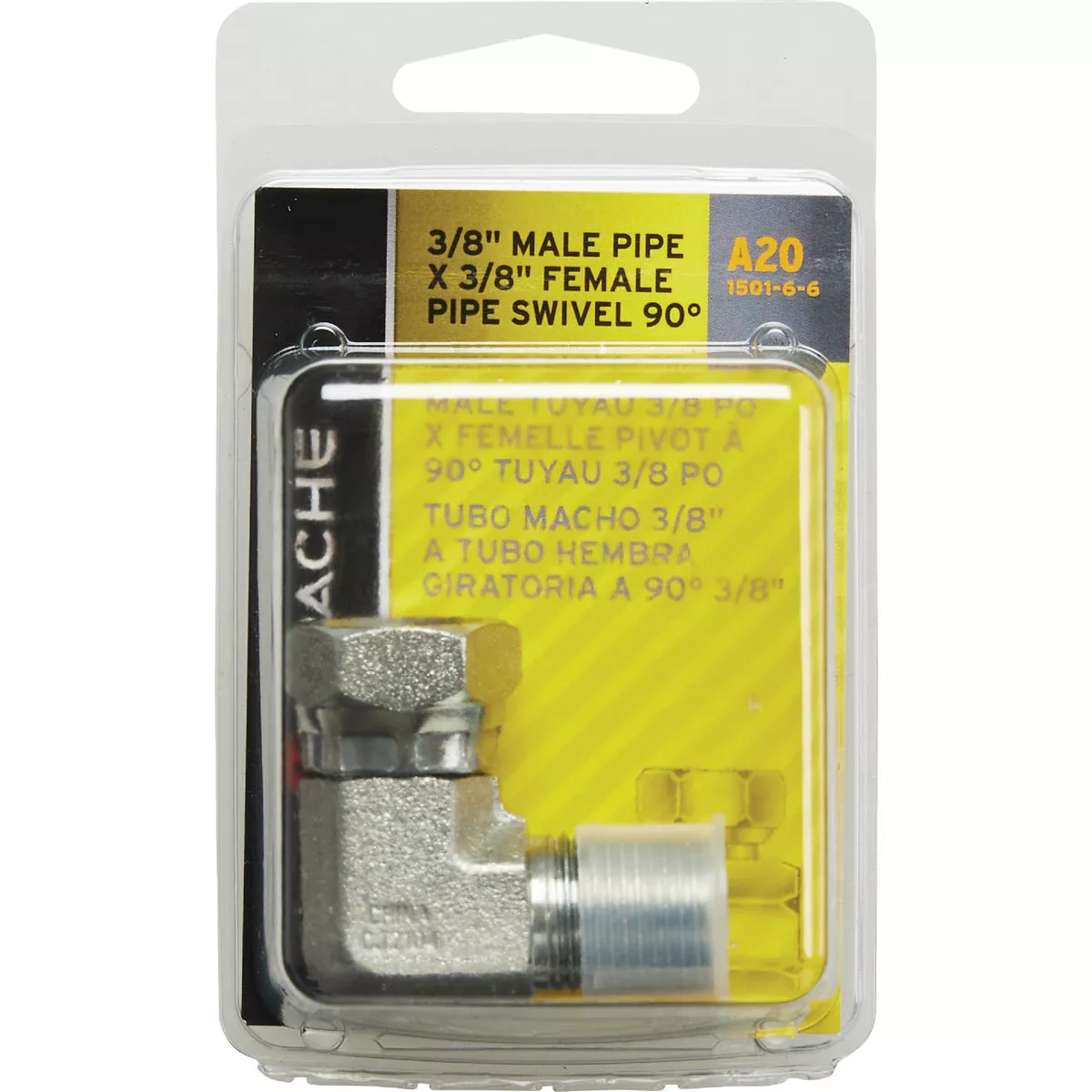Apache 3/8 In. Male Pipe x 3/8 In. Female Pipe Swivel 90 Deg. Hydraulic Hose Adapter - photo 2