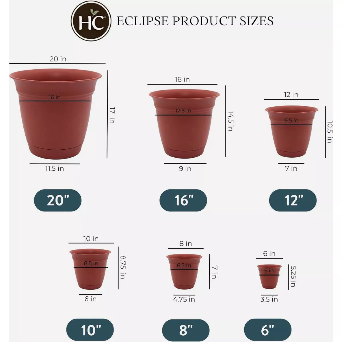 HC Companies Eclipse 8 In. Clay Planter with Saucer - photo 3