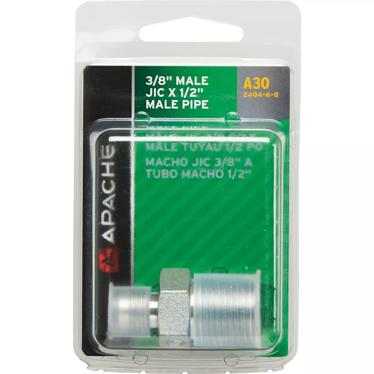 Apache 3/8 In. Male JIC x 1/2 In. Male Pipe Straight Hydraulic Hose Adapter - photo 2
