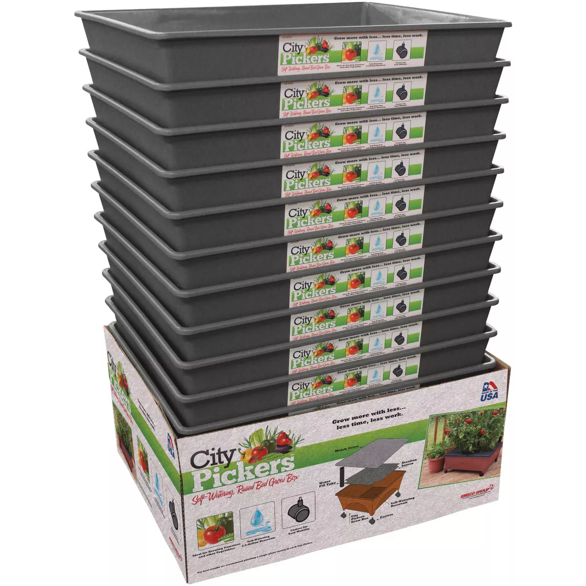 City Pickers 20 In. W. x 11 In. H. x 24 In. L. Slate Polyethylene Portable Patio Garden Kit - photo 2