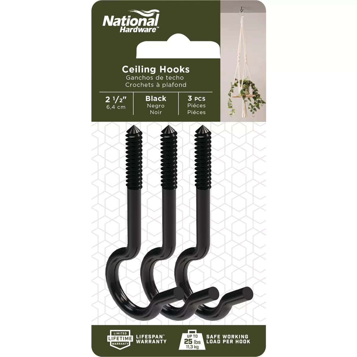 National Hardware 2-1/2 In. Black Ceiling Hook (3-Pack) | Do it Best