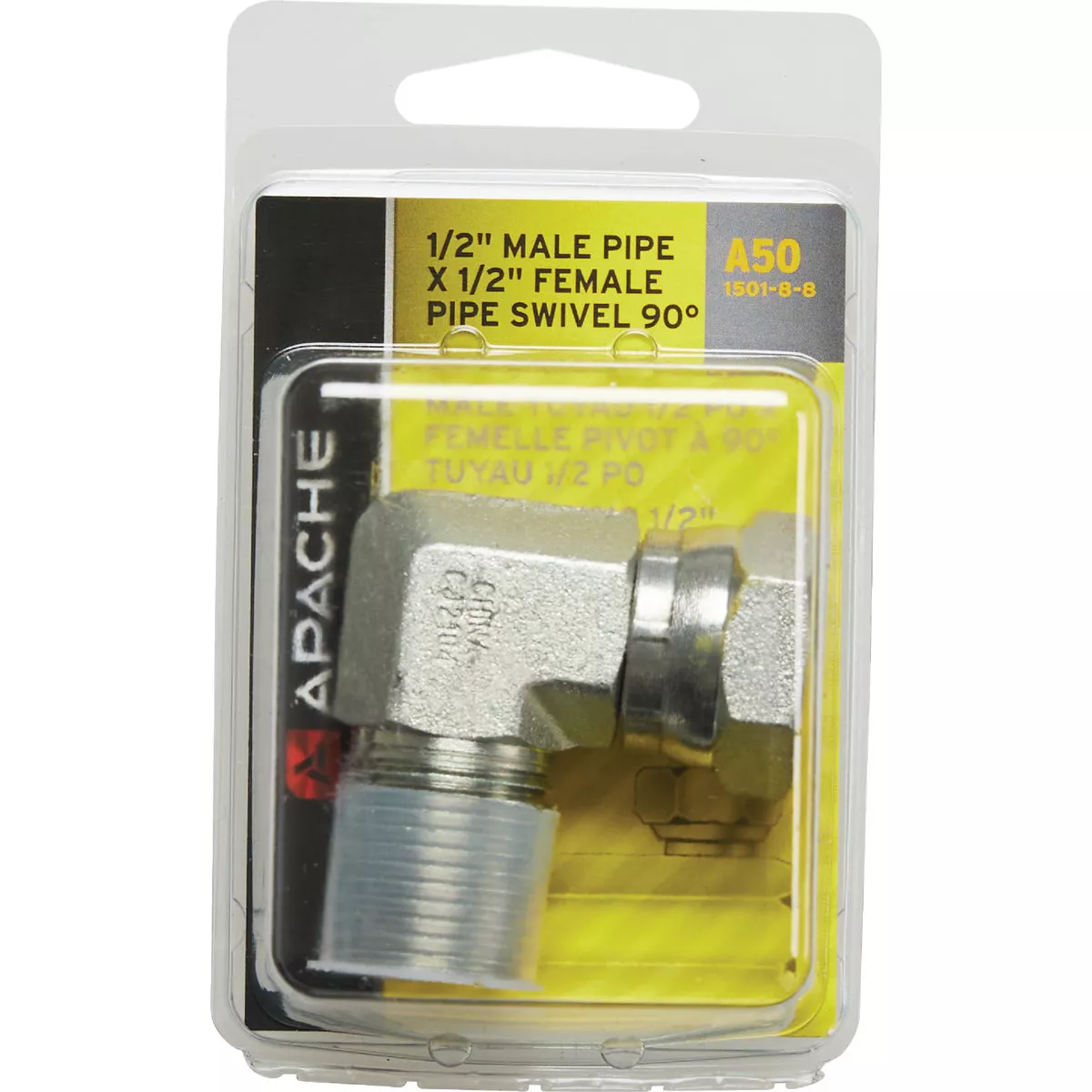 Apache 1/2 In. Male Pipe x 1/2 In. Female Pipe Swivel 90 Deg. Hydraulic Hose Adapter - photo 2