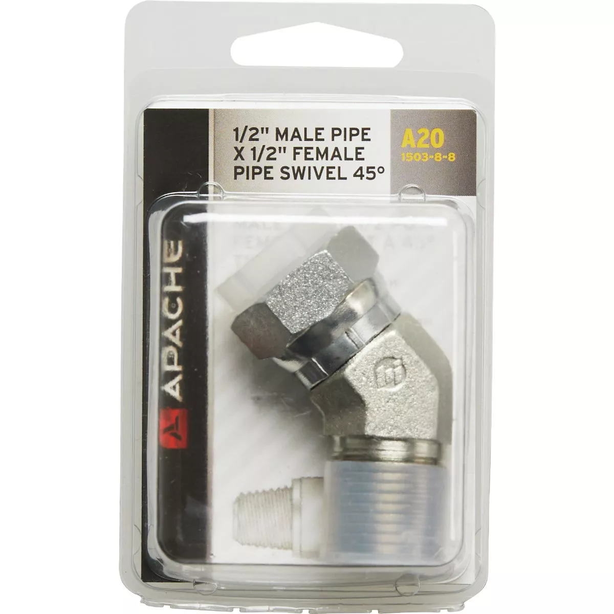 Apache 1/2 In. Male Pipe x 1/2 In. Female Pipe Swivel 45 Deg. Hydraulic Hose Adapter - photo 2