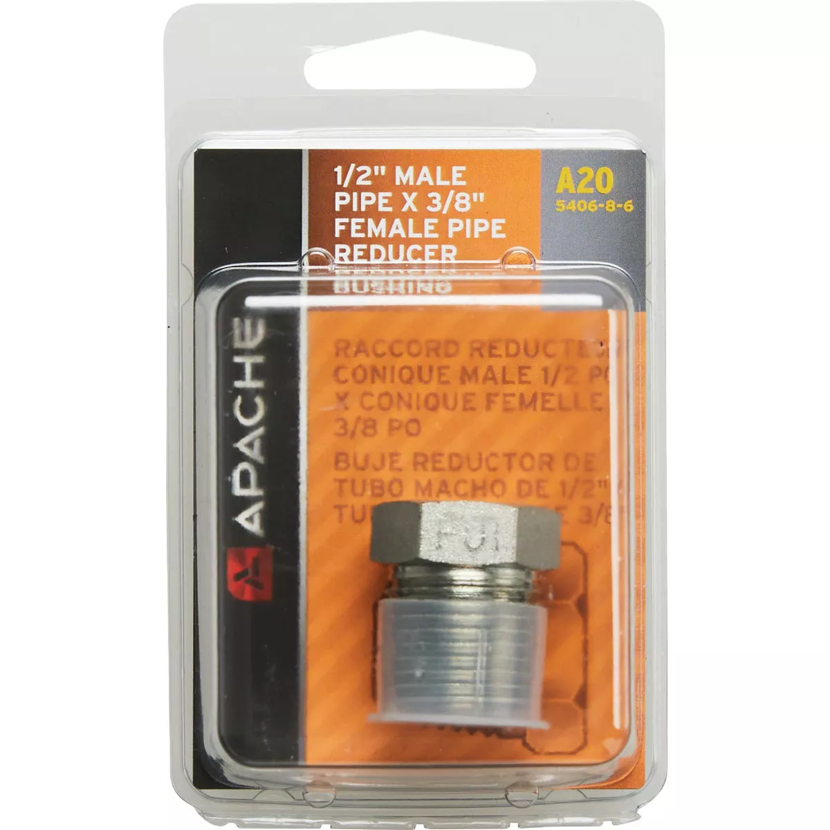 Apache 1/2 In. Male Pipe x 3/8 In. Female Pipe Reducer Bushing Hydraulic Hose Adapter - photo 2