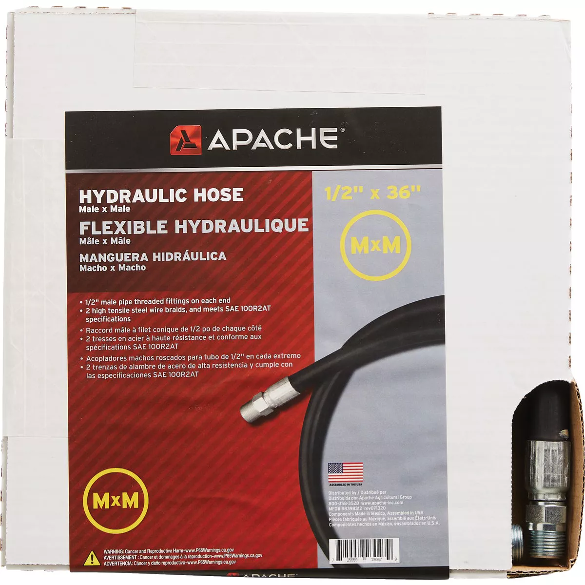 Apache 1/2 In. x 36 In. Male to Male Hydraulic Hose - photo 2