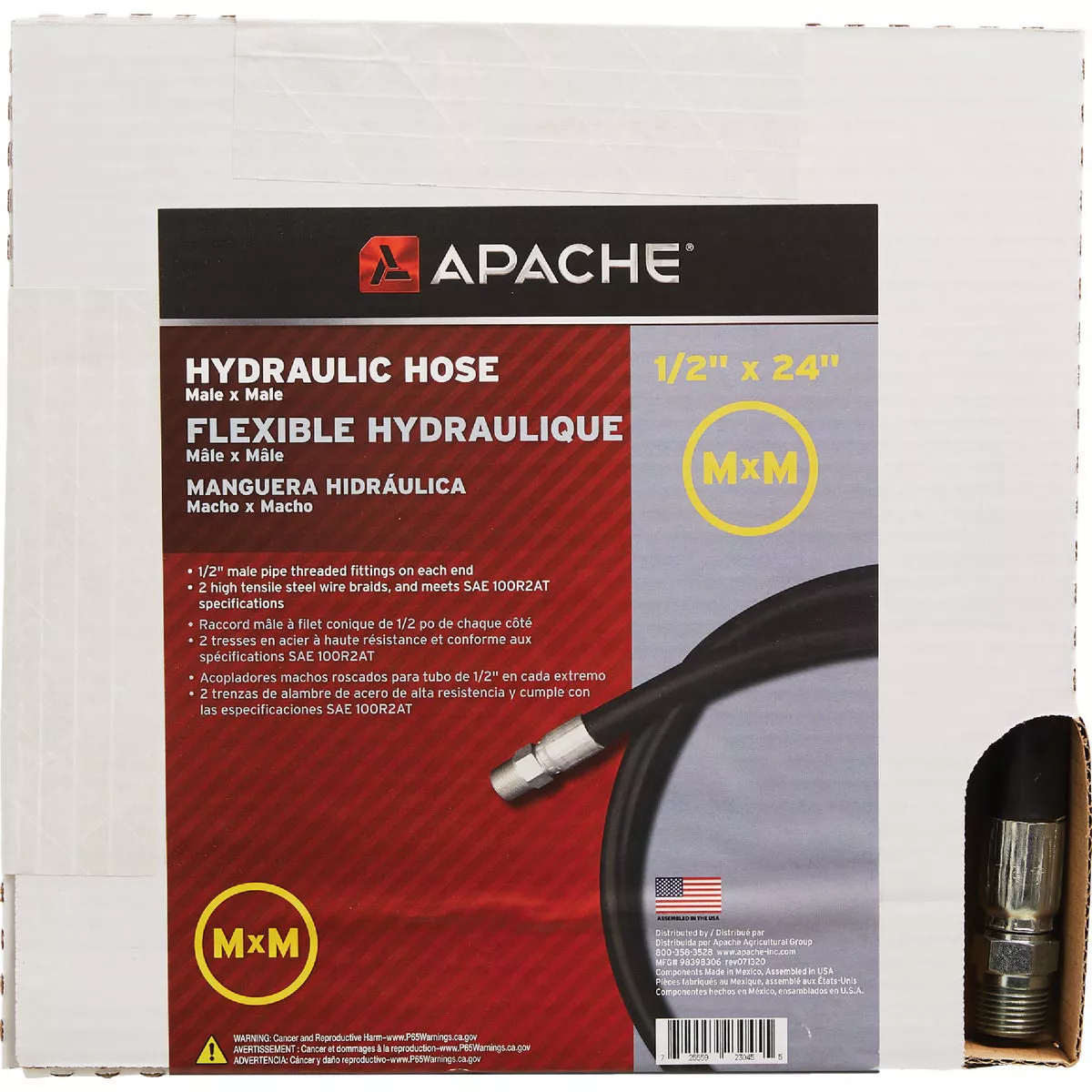Apache 1/2 In. x 24 In. Male to Male Hydraulic Hose - photo 2
