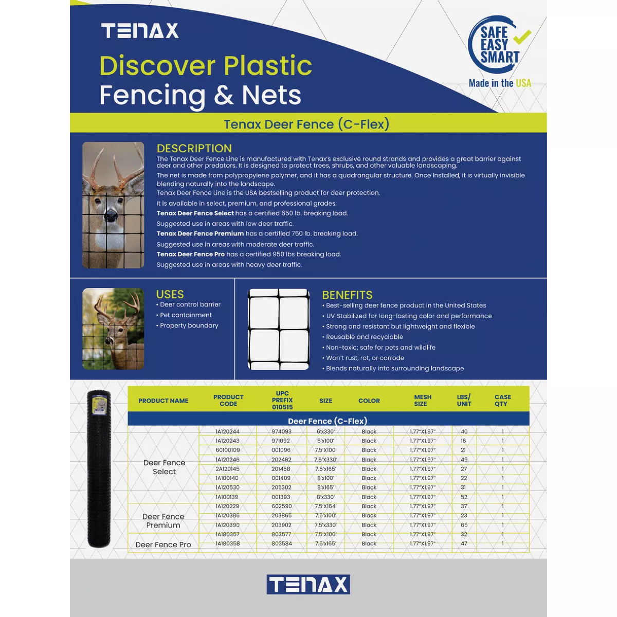Tenax 7.5 Ft. H. x 100 Ft. L. Polypropylene Deer Fence, Black - photo 7