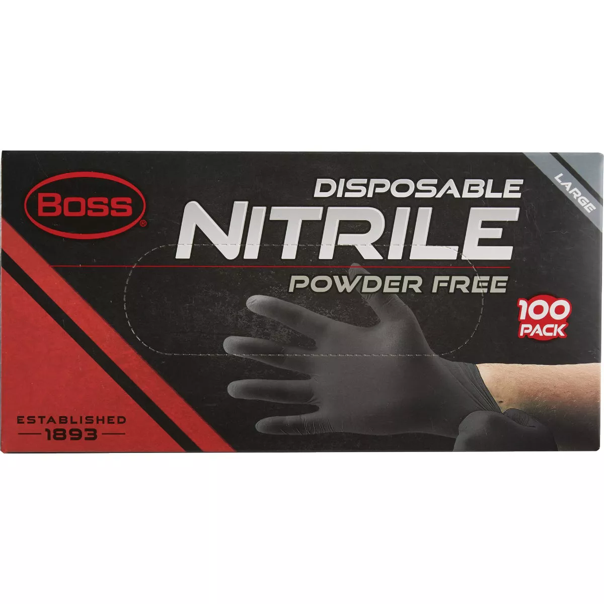 Boss Large Black Nitrile 4 Mil Disposable Gloves (100-Pack) - photo 3