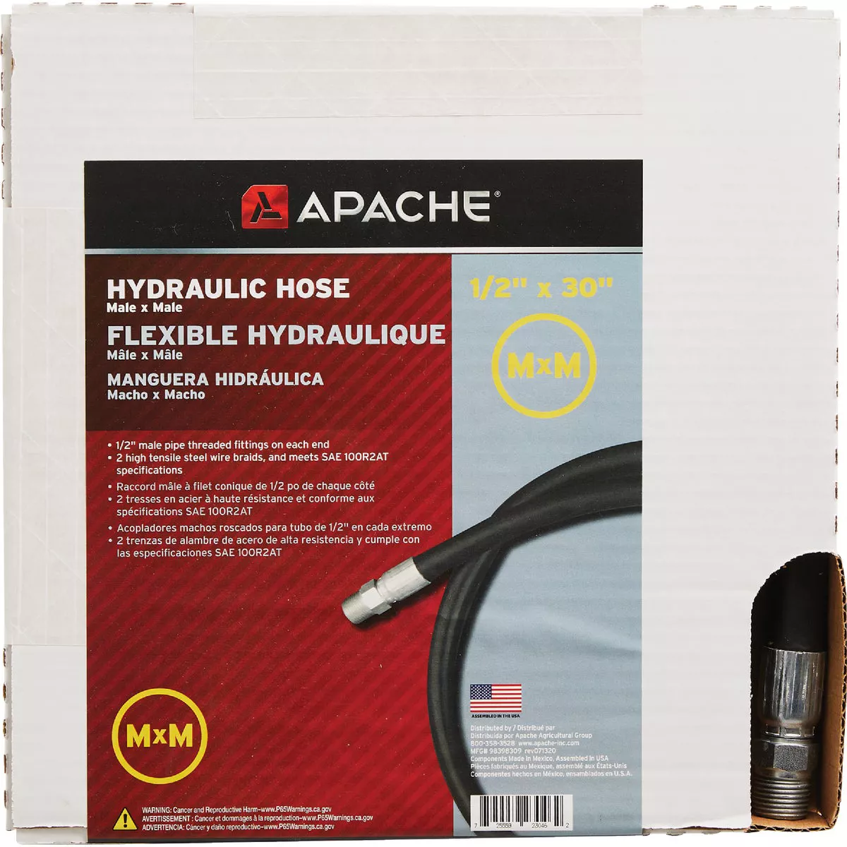 Apache 1/2 In. x 30 In. Male to Male Hydraulic Hose - photo 2