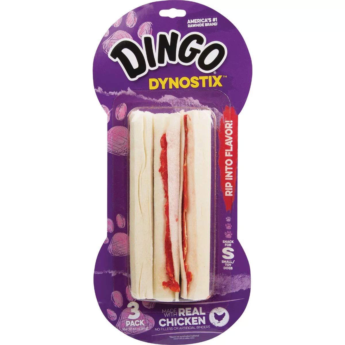 Dingo Dynostix Wrapped 5 In. Rawhide Bone (3-Pack)