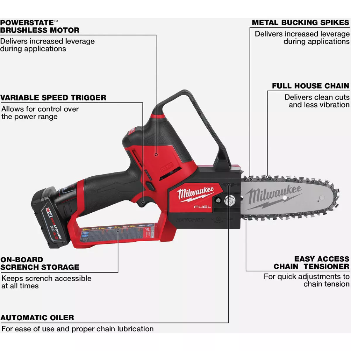 Milwaukee M12 FUEL HATCHET Brushless 6 In. Cordless Pruning Saw Kit with 4.0 Ah Battery & Charger - photo 4