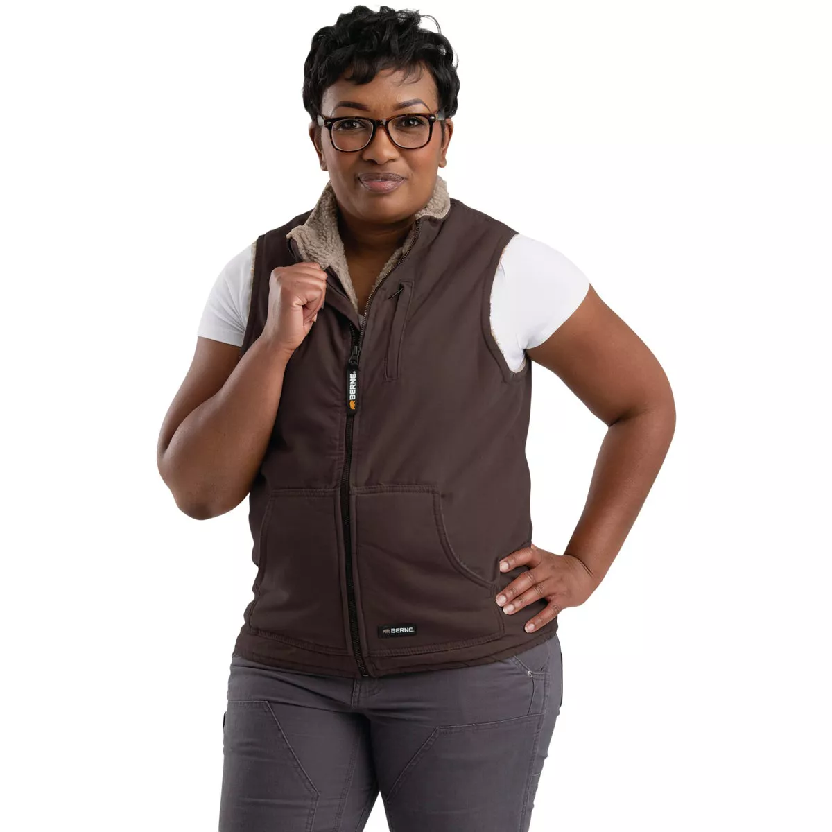 Berne Softstone Women's Medium Tuscan Sherpa-Lined Vest