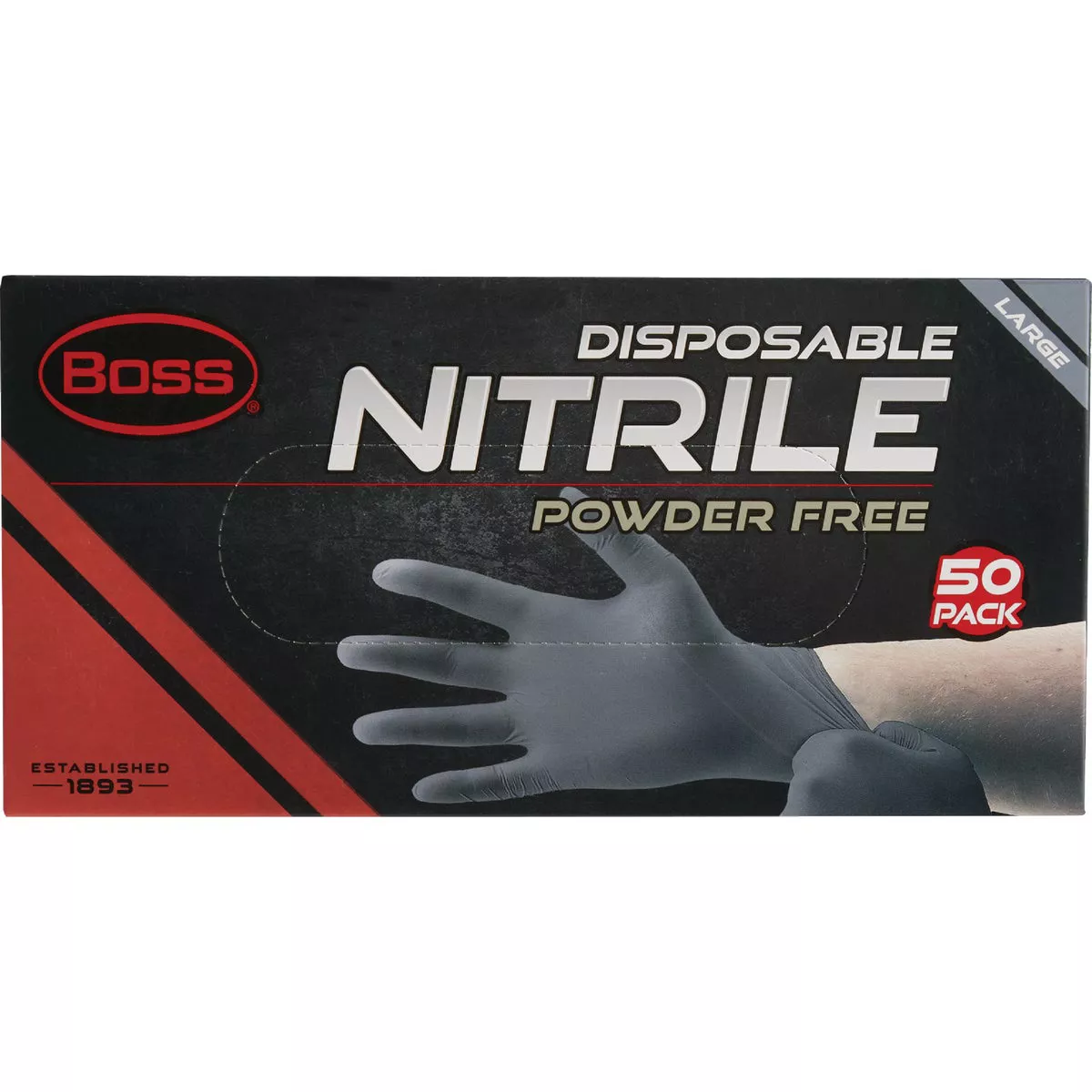 Boss Large Black Nitrile 4 Mil Disposable Gloves (50-Pack) - photo 3