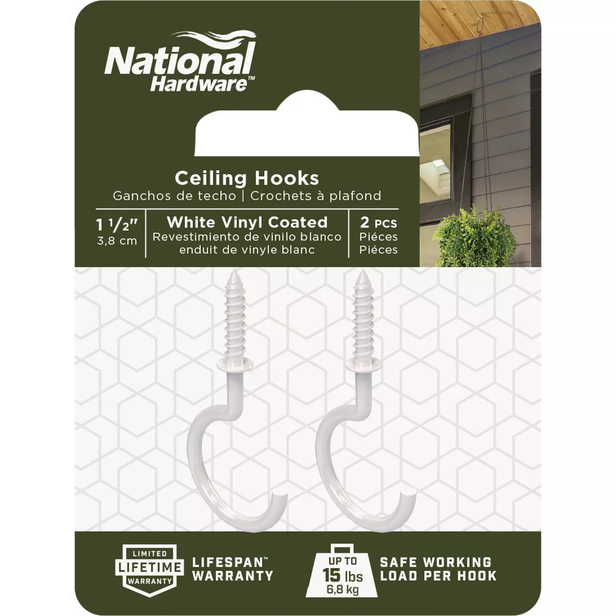National Hardware White Vinyl-Coated Ceiling Hook (2-Pack) - photo 2
