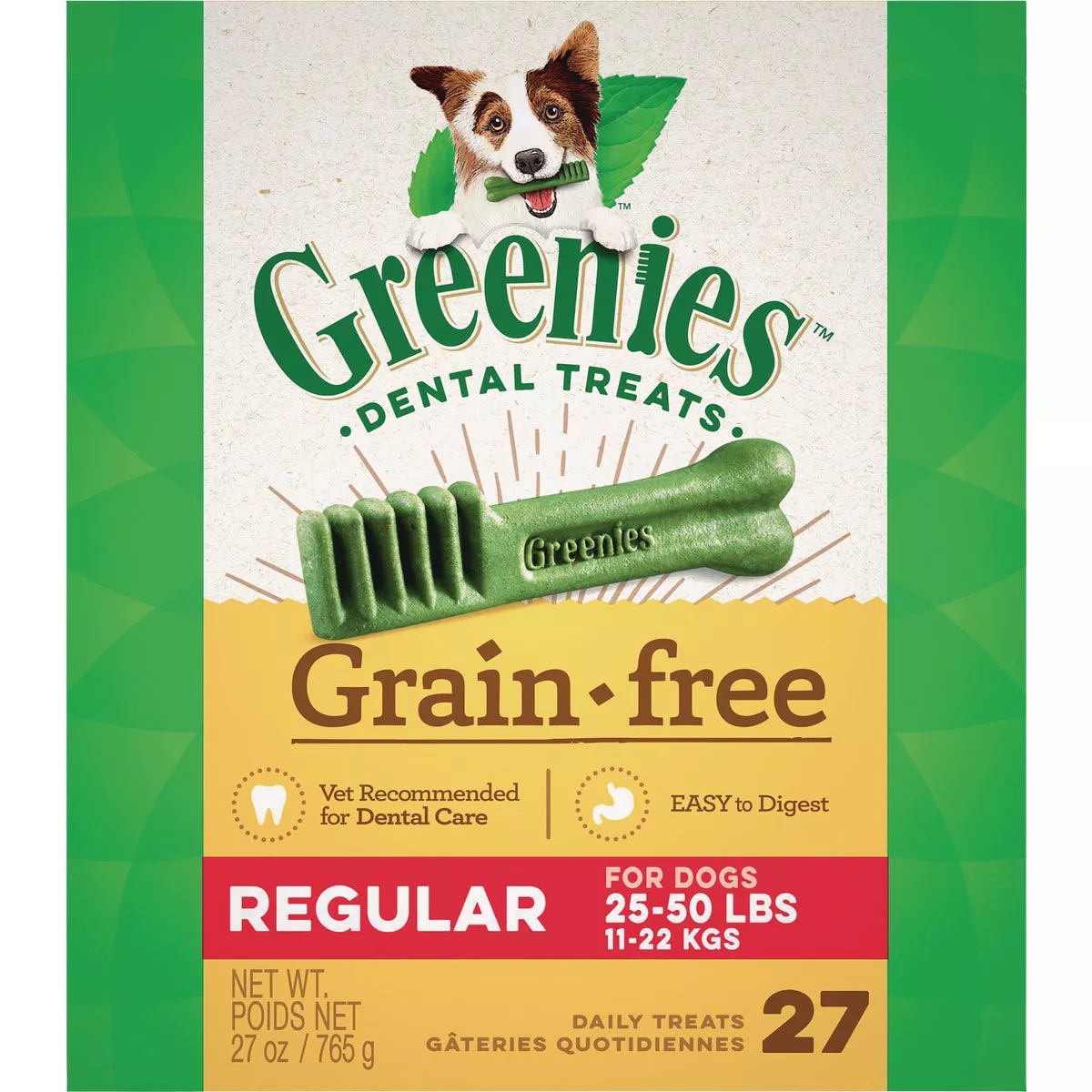 Greenies Regular Medium Dog Original Flavor Grain-Free Dental Dog Treat (27-Pack)