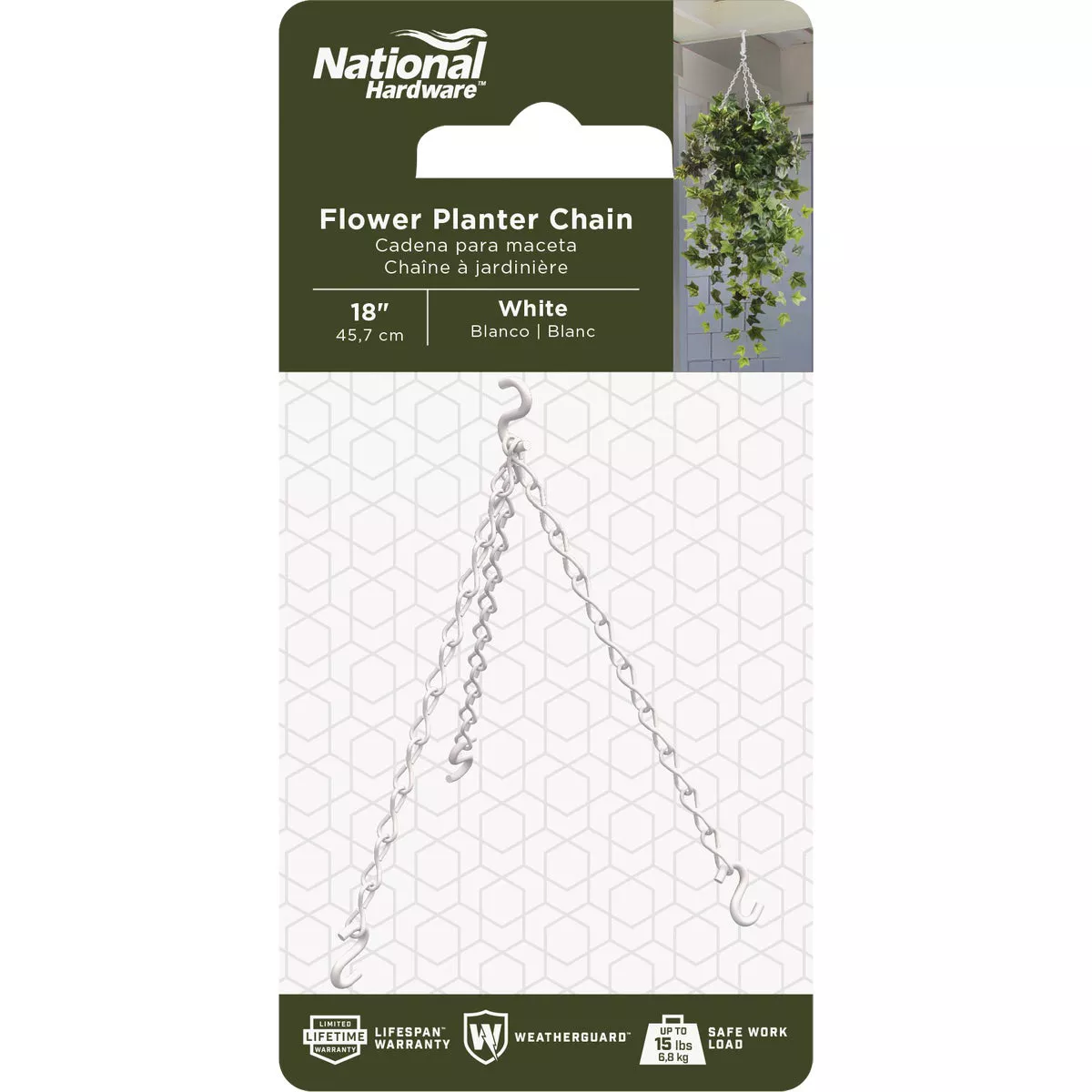 National Hardware 18 In. White Metal Hanging Plant Extension Chain - photo 2