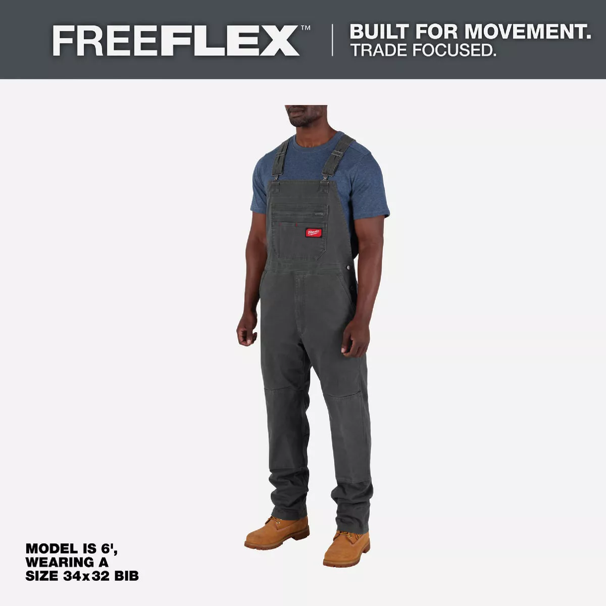 Milwaukee FREEFLEX Men's 34x34 Gray Unlined Bib Overalls - photo 7