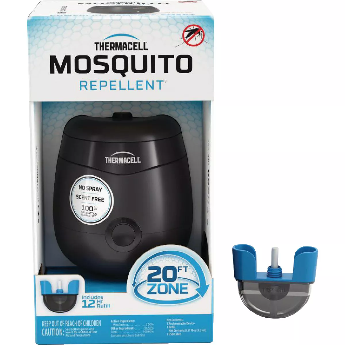 Thermacell 5-1/2 Hr. Black Rechargeable Mosquito Repeller Starter Kit