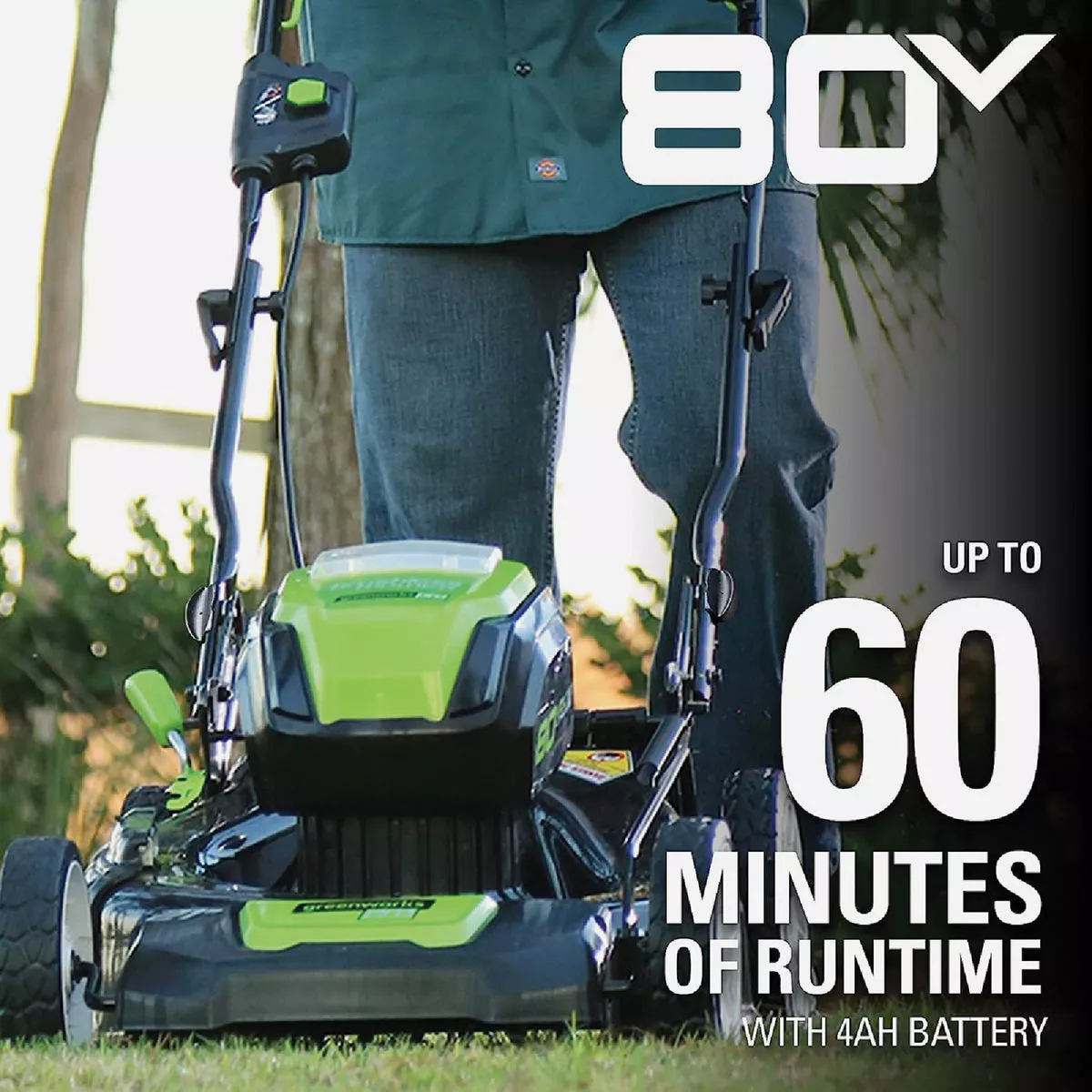 Greenworks 21 In. Push Lawn Mower with Dual Battery Ports and 4.0 Ah Battery & 4 Amp Rapid Charger - photo 2