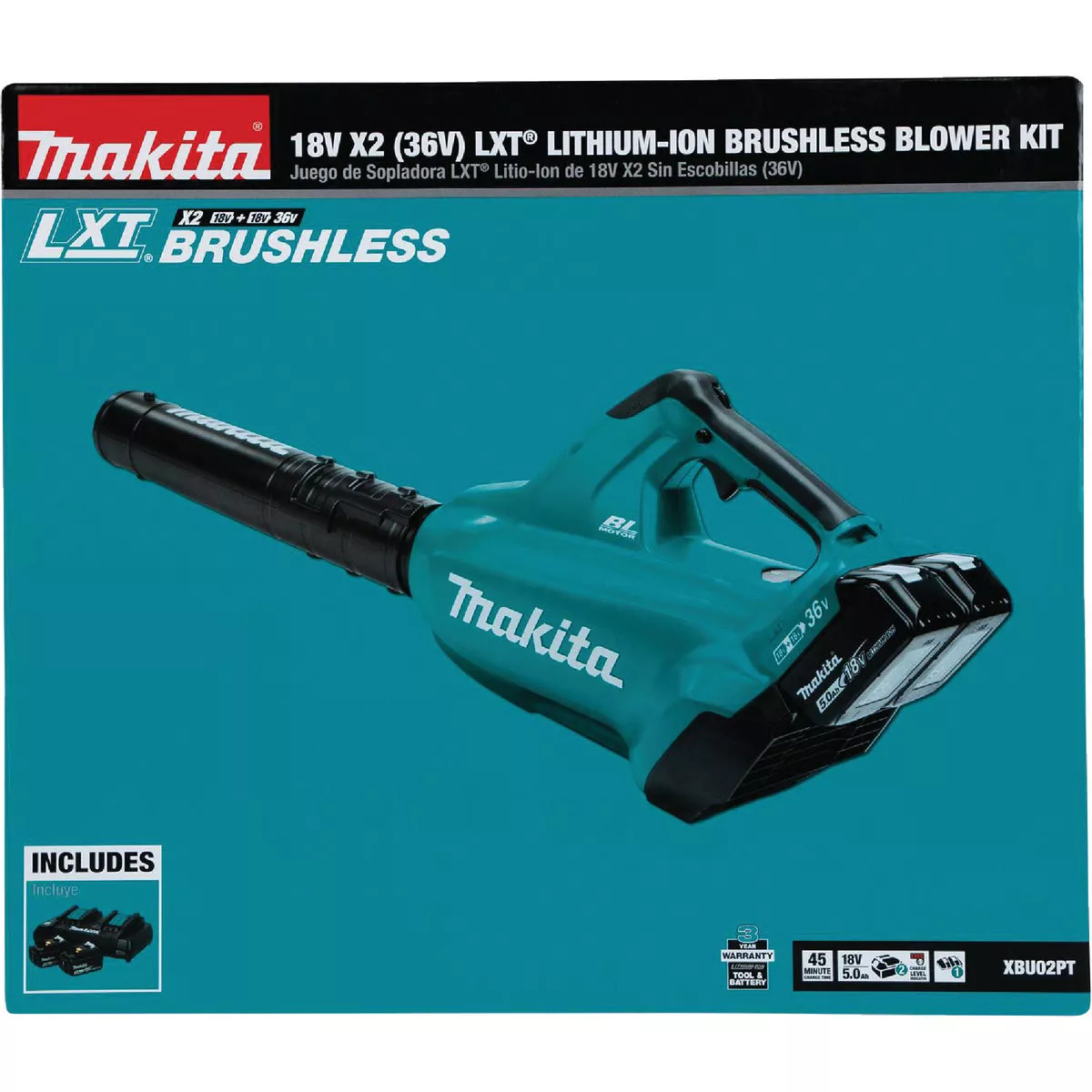 Makita 120 MPH 473 CFM 18V X2 (36V) LXT Lithium-Ion Brushless (5.0Ah) Cordless Blower Kit - photo 2