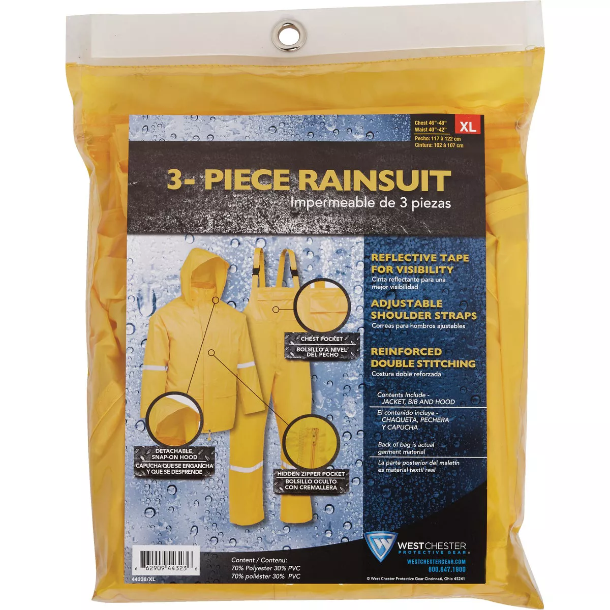 West Chester Protective Gear XL 3-Piece Yellow Polyester Rain Suit - photo 2
