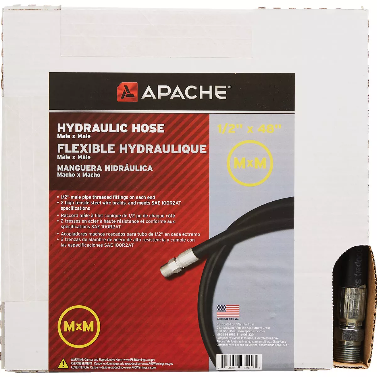 Apache 1/2 In. x 48 In. Male to Male Hydraulic Hose - photo 2