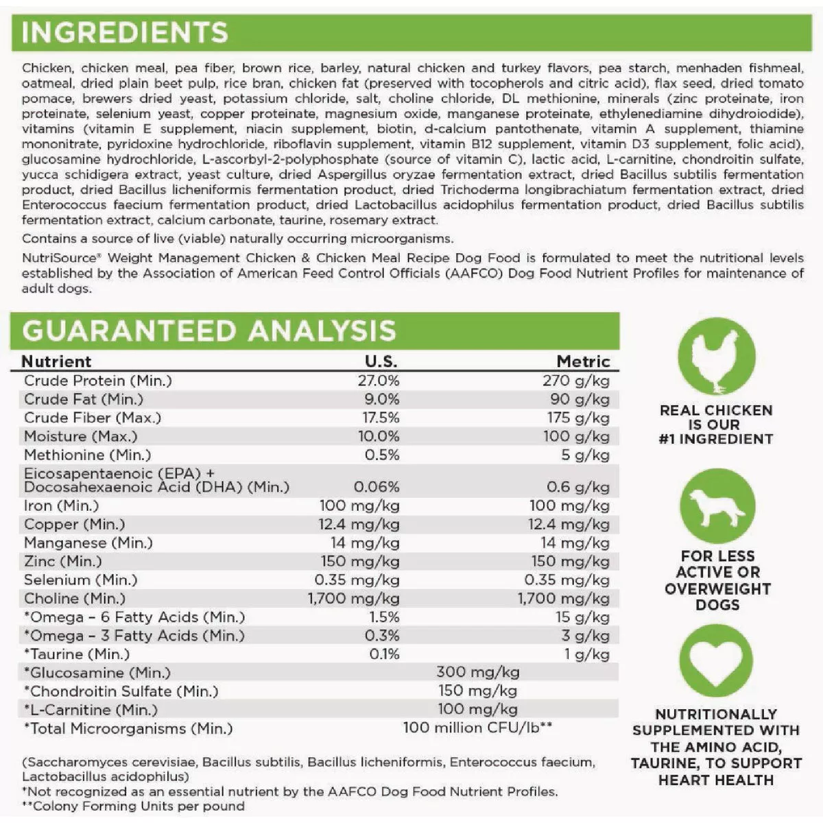 NutriSource 26 Lb. Chicken & Chicken Meal Recipe Weight Management Dog Food - photo 3