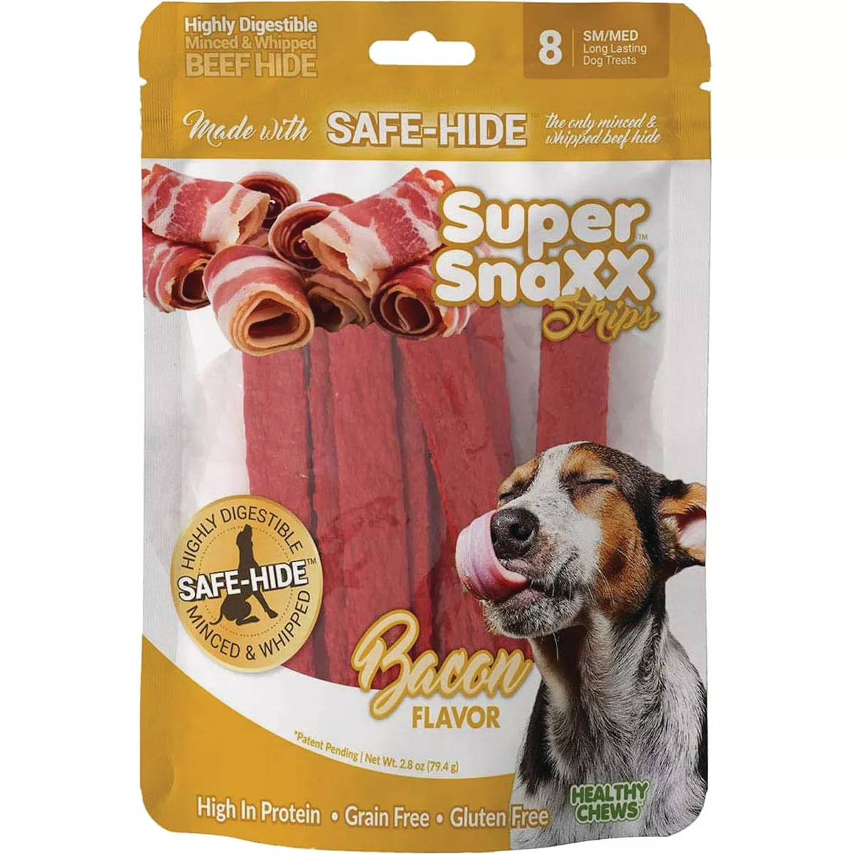 Healthy Chews Super SnaXX Strips Bacon Dog Treat (8-Pack)