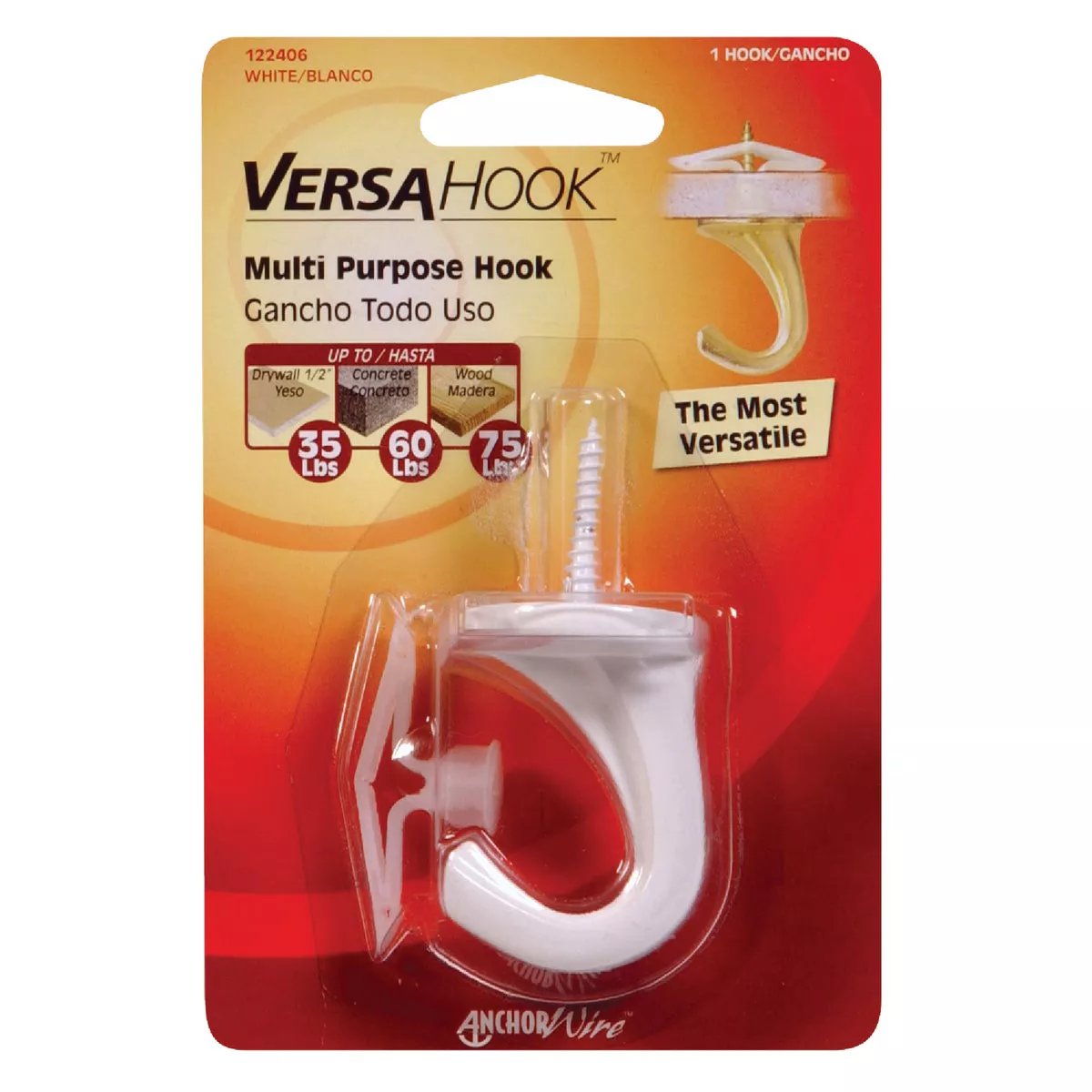 Hillman Anchor Wire Versa Large, 1 Hook & 1 Anchor White Nylon Swag Hook - photo 2