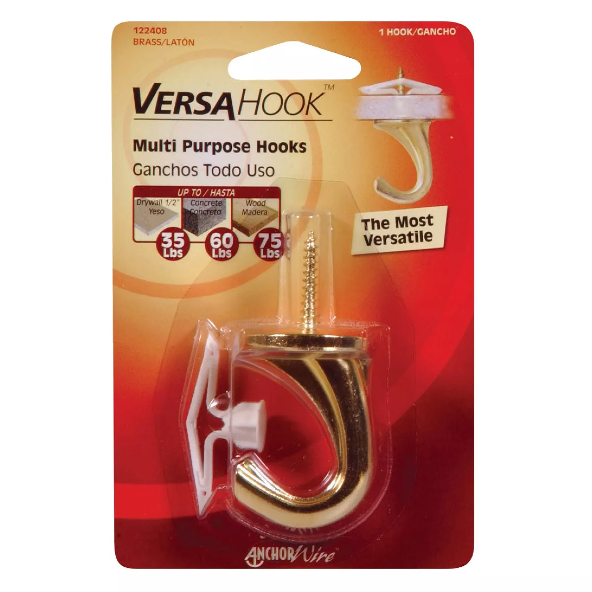 Hillman Anchor Wire Versa Large, 1 Hook & 1 Anchor Brass Nylon Swag Hook - photo 2