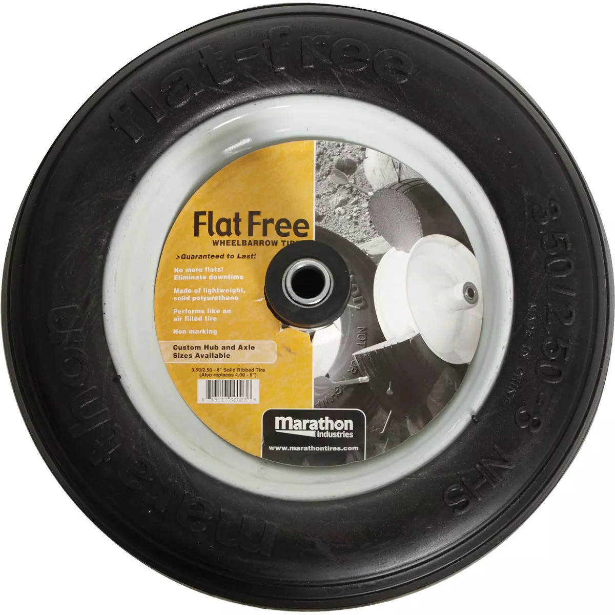 Marathon 13 x 350/250-8 In. Flat Free Wheelbarrow Wheel - photo 2