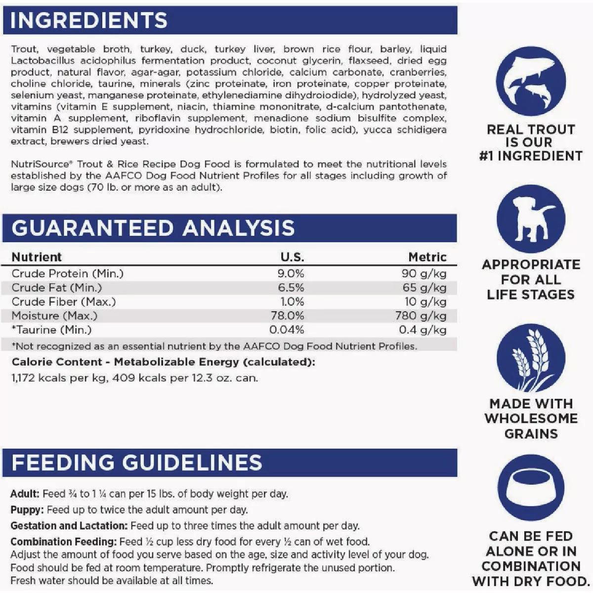 NutriSource 12.3 Oz. Trout & Rice Recipe Wet Dog Food - photo 4