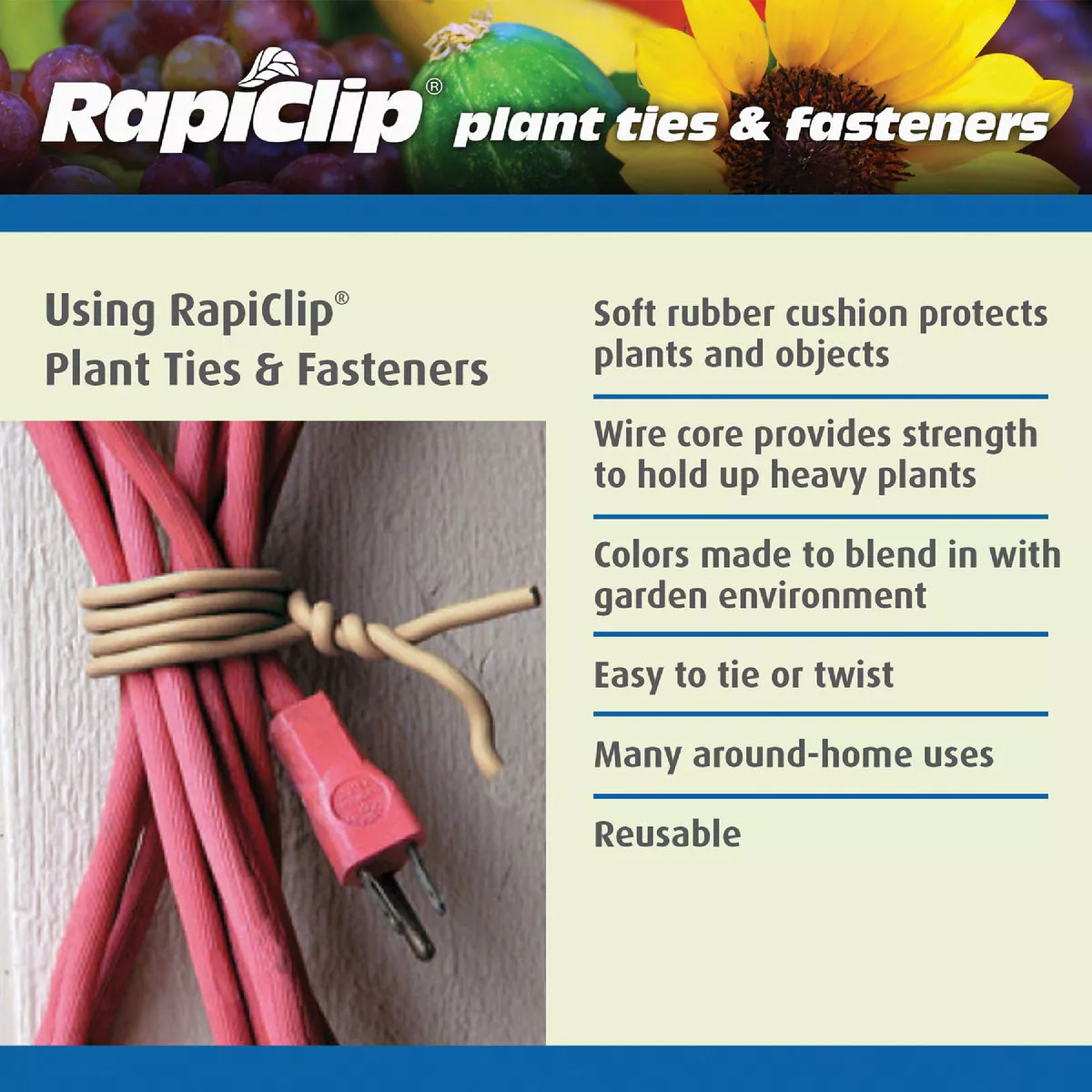 Rapiclip 16 Ft. Green PVC/Rubber Light-Duty Garden Twist Tie - photo 3