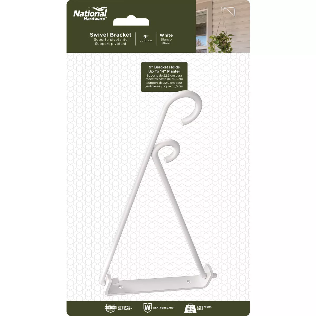 National Hardware 9 In. White Steel Swivel Hanging Plant Bracket - photo 2