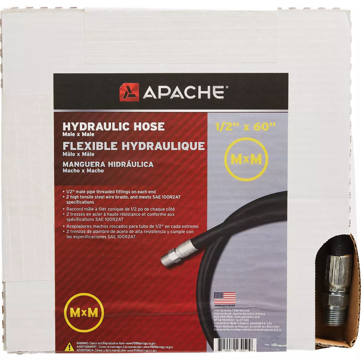 Apache 1/2 In. x 60 In. Male to Male Hydraulic Hose - photo 2