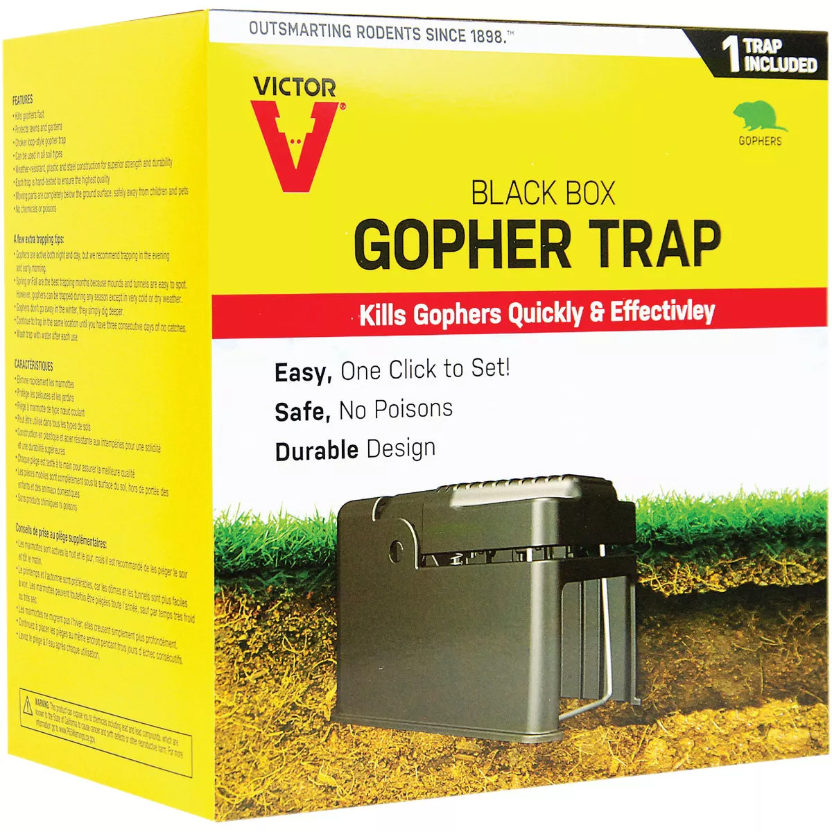 Victor The Black Box Black Painted Metal Gopher Trap - photo 2