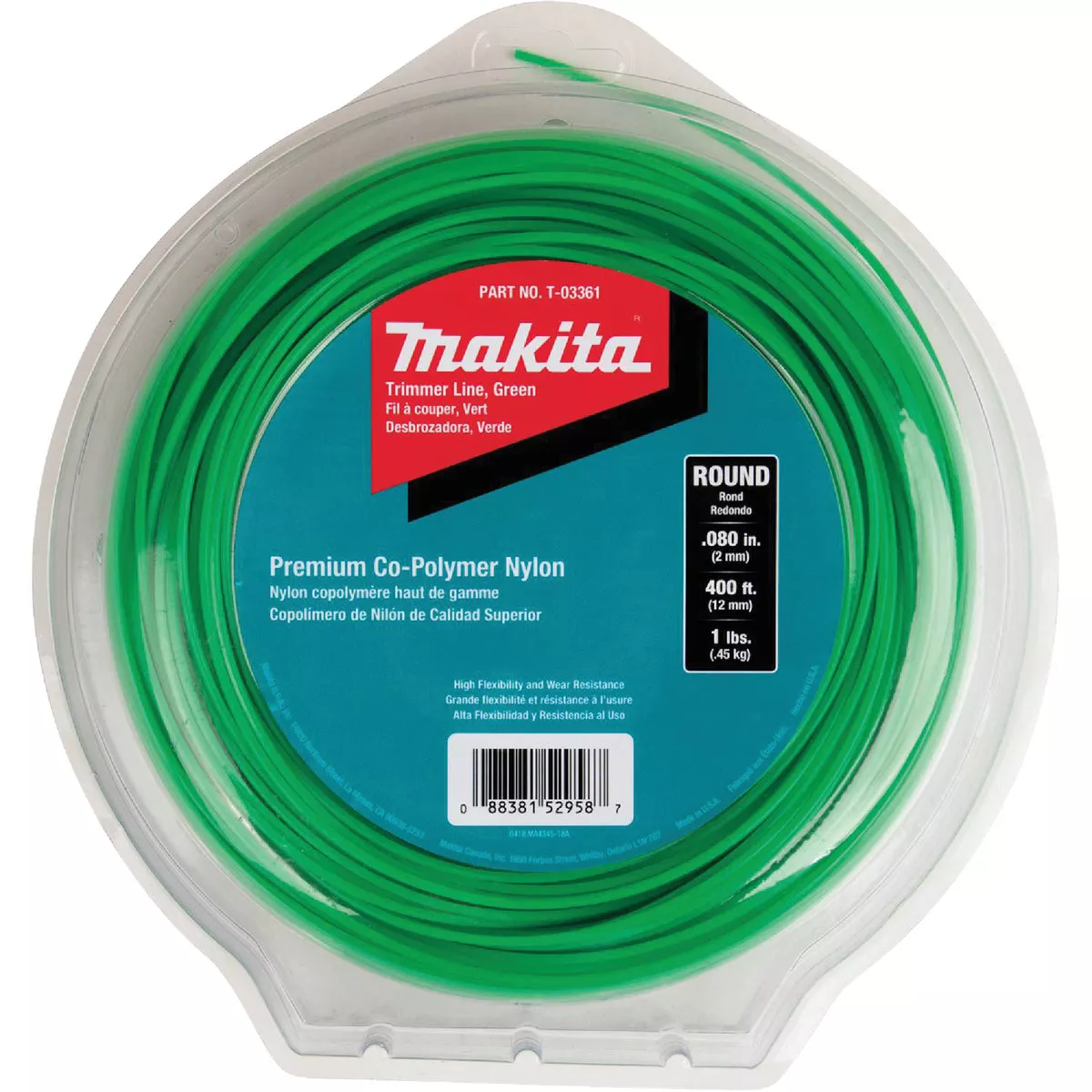 Makita 0.080 In. x 400 Ft. Round Trimmer Line - photo 2