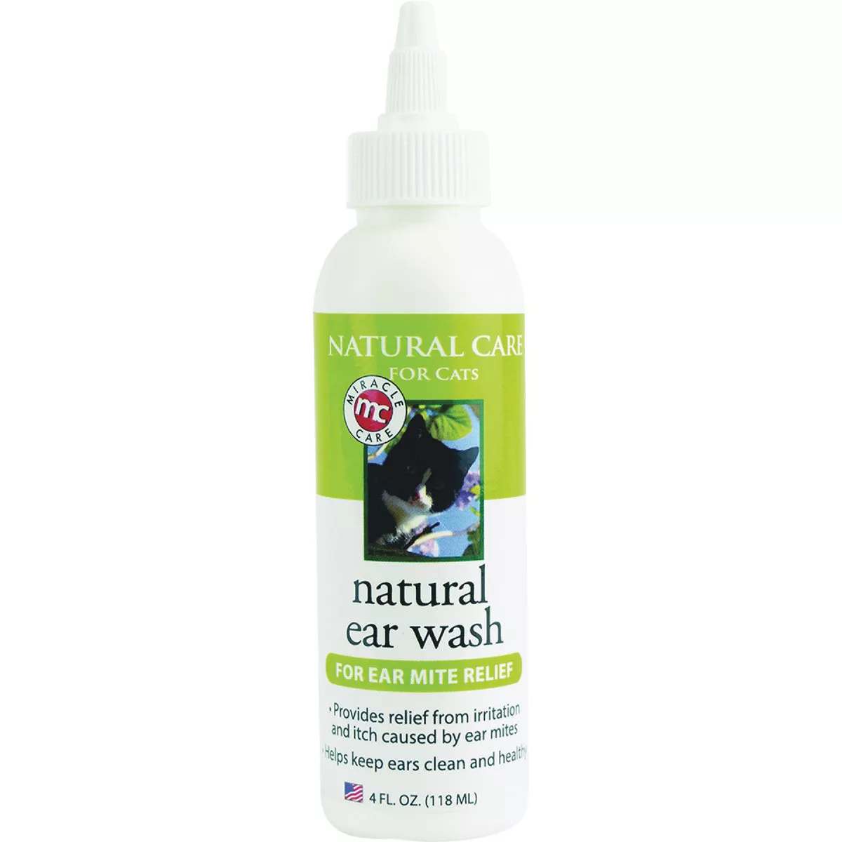 Miracle Care 4 Oz. Mite Relief Natural Ear Wash for Cats