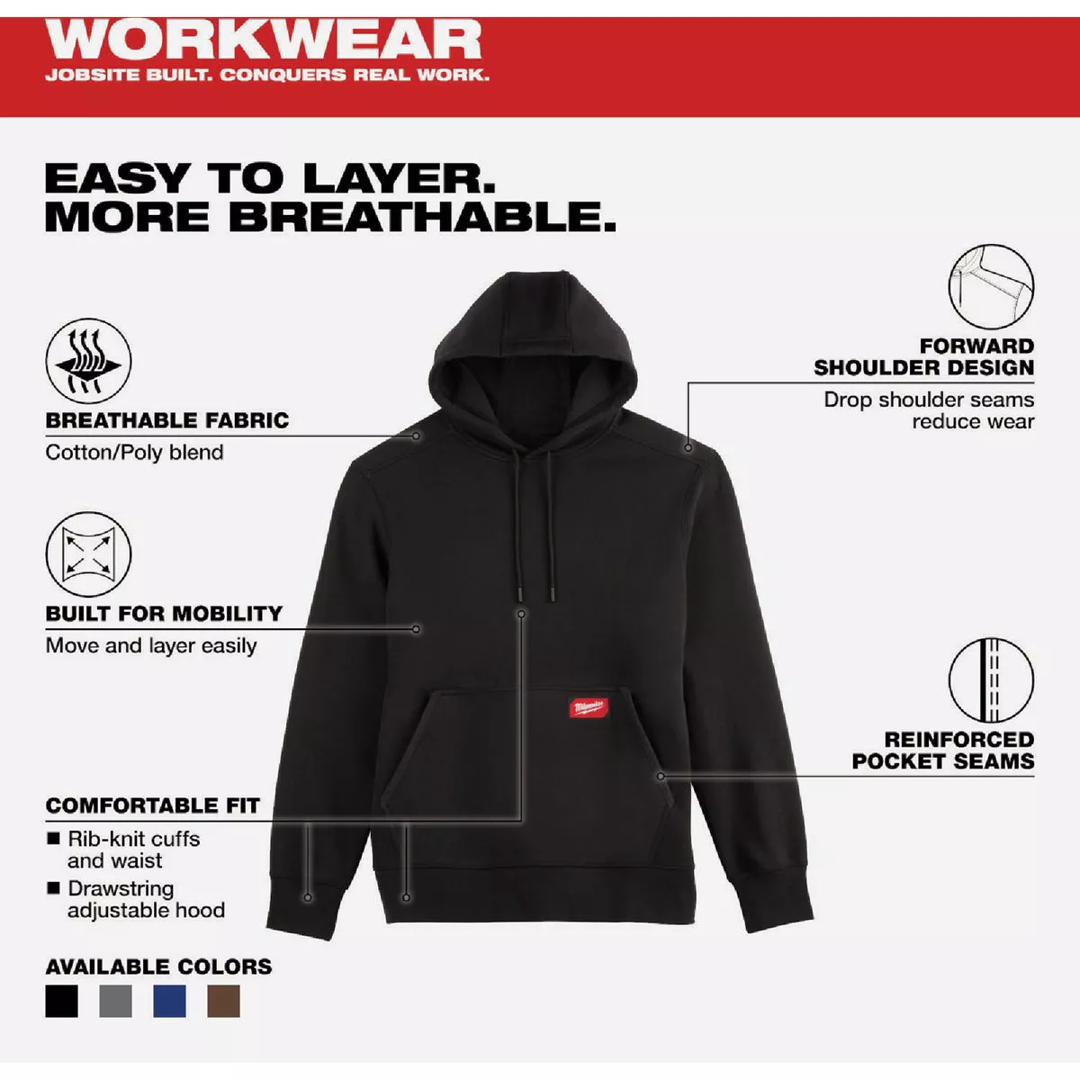 Milwaukee FREEFLEX XL Black Midweight Pullover Hooded Sweatshirt - photo 6